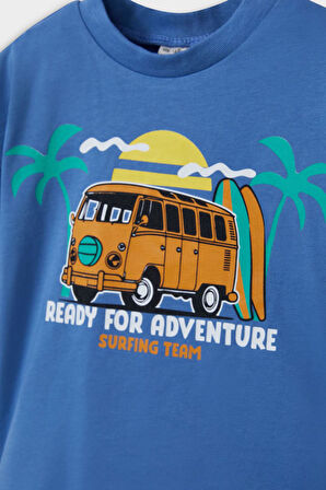 Erkek Bebek 2'li Takım Palmiye Baskılı Kısa Kollu Tişört Esnek Belli Şort