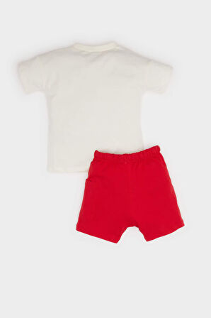 DeFacto Erkek Bebek 2'li Takım Palmiye Baskılı Kısa Kollu Tişört Esnek Belli Şort Alt E6813A525SMER100