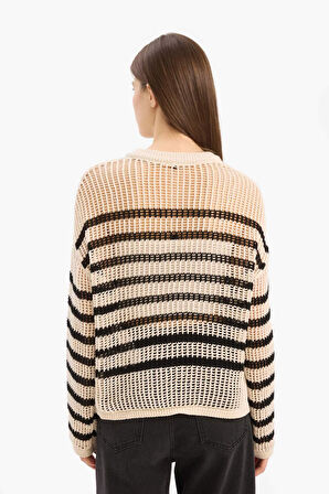 DeFacto Regular Fit Bisiklet Yaka Çizgili Triko Kazak E6994AX25SMER105