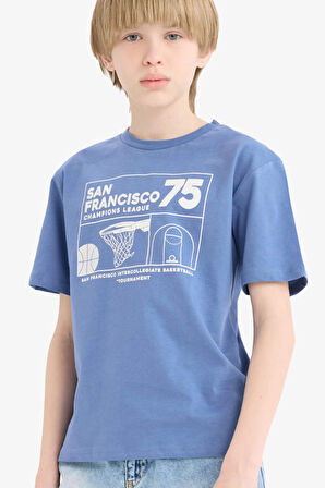 DeFacto Erkek Çocuk Bisiklet Yaka Baskılı Kısa Kollu Tişört E6309A825HSBE341