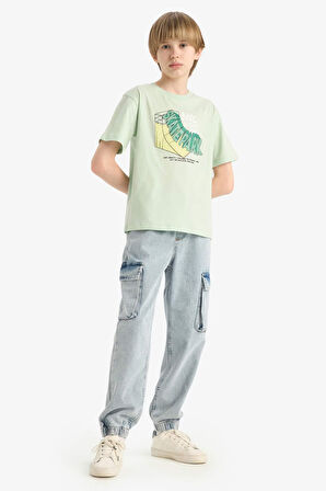 DeFacto Erkek Çocuk Bisiklet Yaka Baskılı Kısa Kollu Tişört E6310A825HSGN1180