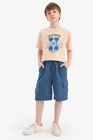 DeFacto Erkek Çocuk Bisiklet Yaka Baskılı Kısa Kollu Tişört E6311A825HSBG375