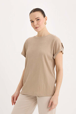 DeFacto Regular Fit Bisiklet Yaka Basic Düz Kısa Kollu Tişört D3198AX25SPBG773