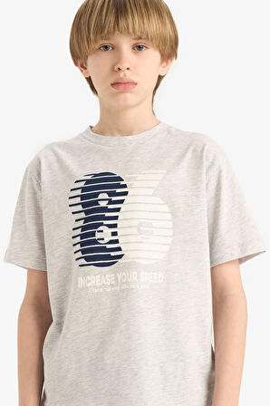 DeFacto Erkek Çocuk Bisiklet Yaka Baskılı Kısa Kollu Tişört E6313A825HSGR400