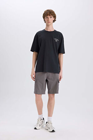 DeFacto %100 Pamuk Boxy Fit Bisiklet Yaka Sırt Baskılı Kısa Kollu Tişört E4544AX25SMAR221