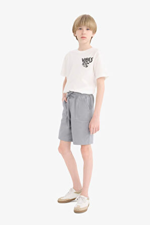 DeFacto Erkek Çocuk Bisiklet Yaka Baskılı Kısa Kollu Tişört E6314A825HSWT32