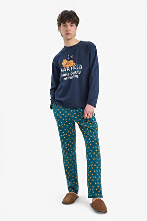 Garfield Pijama Takımı Regular Fit Uzun Kollu Üst Esnek Belli Uzun Alt