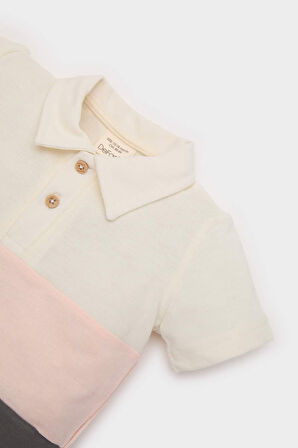 DeFacto Erkek Bebek Polo Yaka Renk Bloklu Pike Kısa Kollu Tişört B9247A525SMGR452