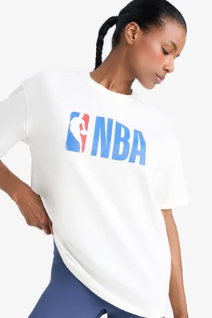 DeFactoFit NBA Wordmark Oversize Geniş Kalıp Bisiklet Yaka Baskılı Kısa Kollu Tişört