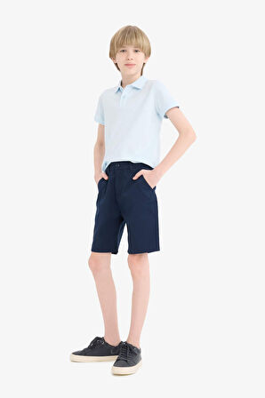 Erkek Çocuk Cepli Basic Düz Gabardin Şort