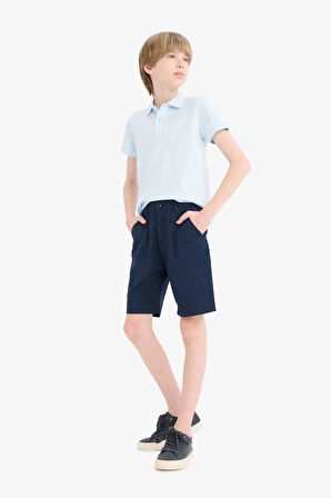 Erkek Çocuk Cepli Basic Düz Gabardin Şort