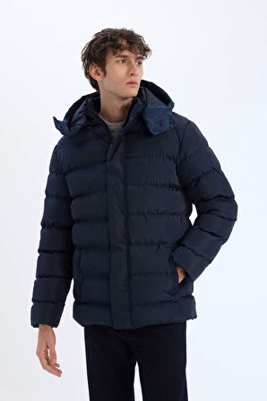 DeFacto Regular Fit Kapüşonlu Şişme Mont Fermuarlı Çıtçıt Kapamalı Cepli E7286AX24WNNV175
