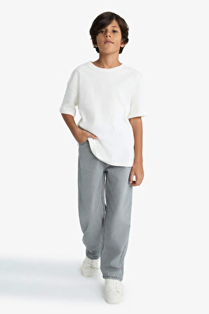 Erkek Çocuk Wide Leg Düz Paça Jean Pantolon