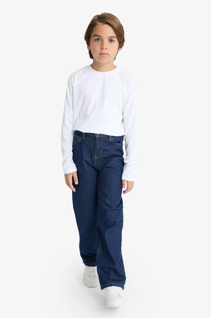Wide Leg Düz Paça Jean Pantolon Erkek Çocuk F2258A825AUNM34