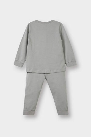 Erkek Bebek Yiyecek Baskılı Uzun Kollu Penye 2'li Pijama Takımı