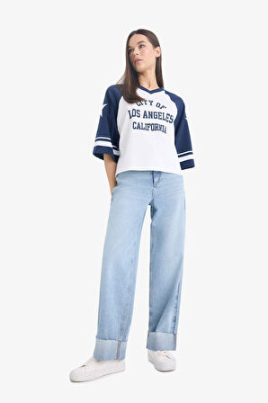 Coool Loose Fit Bisiklet Yaka Baskılı Kısa Kollu Tişört