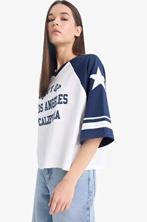 Coool Loose Fit Bisiklet Yaka Baskılı Kısa Kollu Tişört