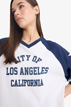 Coool Loose Fit Bisiklet Yaka Baskılı Kısa Kollu Tişört