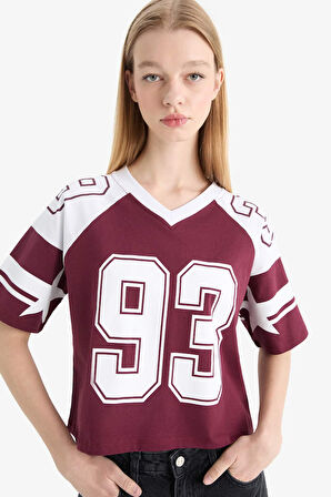 DeFacto Coool Loose Fit Bisiklet Yaka Sırt Baskılı Kısa Kollu Tişört F2905AX25SMBR248