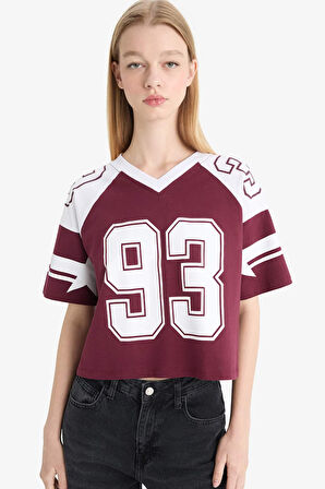 DeFacto Coool Loose Fit Bisiklet Yaka Sırt Baskılı Kısa Kollu Tişört F2905AX25SMBR248