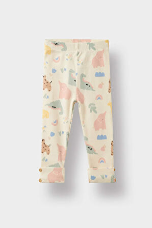 Kız Bebek 2'li Takım Desenli Sweatshirt Tayt