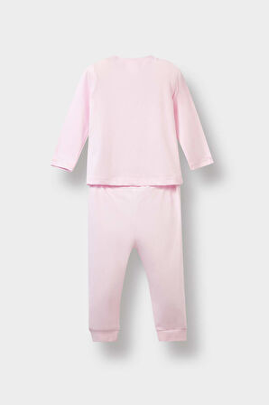 Kız Bebek Tavşan Baskılı Uzun Kollu Penye 2'li Pijama Takımı