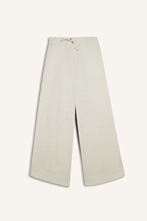 DeFacto Wide Leg Keten Karışımlı Pantolon Yüksek Bel Uzun Boy Geniş Paça E6408AX25SMBG220