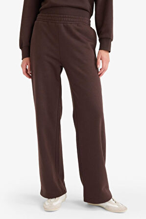 Straight Fit Basic Düz Cepli Yüksek Bel Kalın Eşofman Altı