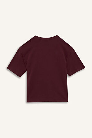 Oversize Geniş Kalıp Bisiklet Yaka Basic Düz Kısa Kollu Tişört