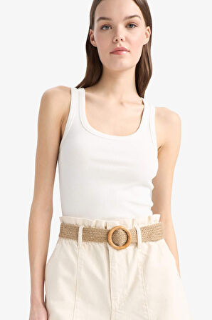 DeFacto Paperbag Yüksek Bel Katlamalı Paça Kemerli Jean Şort E0548AX25SMER219