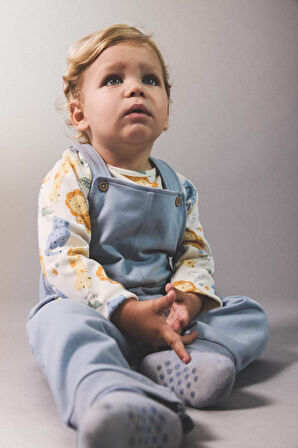 Erkek Bebek 2'li Takım Safari Baskılı Uzun Kollu Tişört Salopet