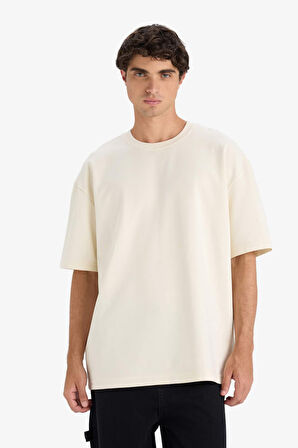 Oversize Geniş Kalıp Bisiklet Yaka Kısa Kollu Kısa Kollu Tişört