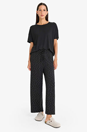 Pijama Takımı Kısa Kollu Pijama Üstü Esnek Belli Uzun Pijama Altı-Fall in Love