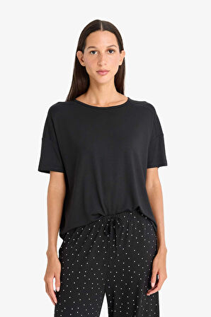 Pijama Takımı Kısa Kollu Pijama Üstü Esnek Belli Uzun Pijama Altı-Fall in Love