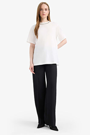 DeFacto Regular Fit Bisiklet Yaka Kısa Kollu Tunik F1801AX25SMER85