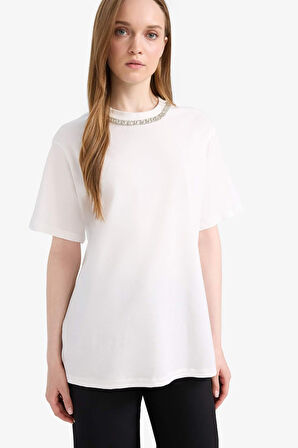 DeFacto Regular Fit Bisiklet Yaka Kısa Kollu Tunik F1801AX25SMER85