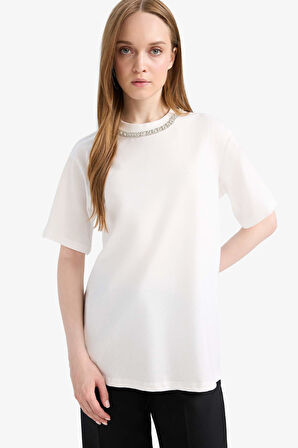 DeFacto Regular Fit Bisiklet Yaka Kısa Kollu Tunik F1801AX25SMER85