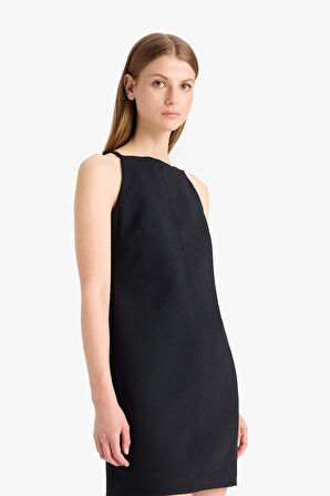 DeFacto Halter Yaka Basic Düz Mini Siyah Elbise F1775AX25SMBK81