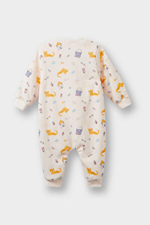 Kız Bebek Yenidoğan Hayvan Desenli Penye Tulum