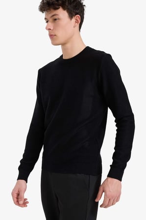 DeFacto Standart Fit Normal Kesim Bisiklet Yaka Dokulu Triko Kazak C9618AX25AUBK27