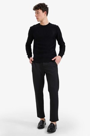 DeFacto Standart Fit Normal Kesim Bisiklet Yaka Dokulu Triko Kazak C9618AX25AUBK27