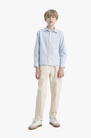 Erkek Çocuk Okula Dönüş Regular Fit Polo Yaka Oxford Uzun Kollu Gömlek