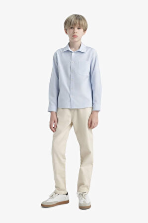 Erkek Çocuk Okula Dönüş Regular Fit Polo Yaka Oxford Uzun Kollu Gömlek