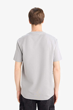 Regular Fit Bisiklet Yaka Slogan Desenli Kısa Kollu Tişört