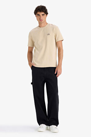 Regular Fit Bisiklet Yaka Baskılı Kısa Kollu Tişört 