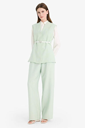 DeFacto V Yaka Kemerli Twill Tesettür Klasik Yelek F1371AX25SMGN1181