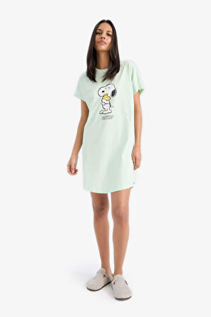 Snoopy Bisiklet Yaka Kısa Kollu Gecelik-Fall in Love