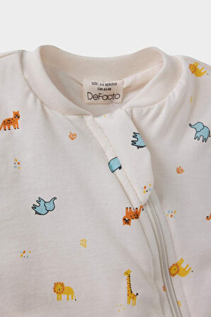 Erkek Bebek Yenidoğan Dinazor Baskılı Penye Uzun Kollu Tulum