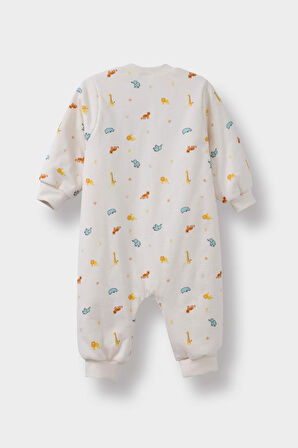 Erkek Bebek Yenidoğan Dinazor Baskılı Penye Uzun Kollu Tulum