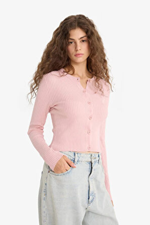 Regular Fit Bisiklet Yaka Triko Hırka